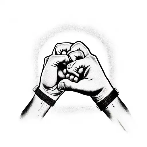 fist bump father baby  tattoo design idea