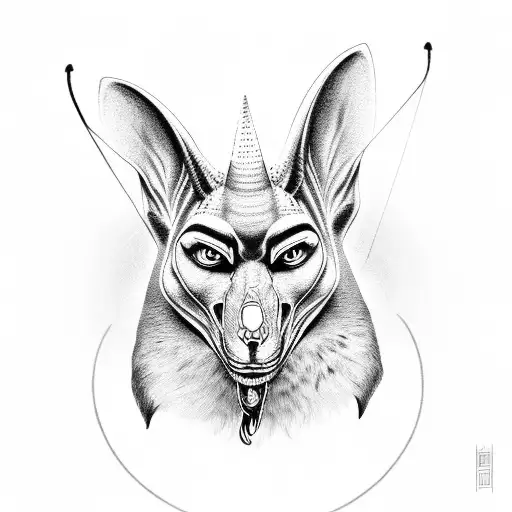 Anubis Portrait with Ankh Symbol tattoo design idea