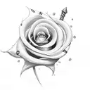 sword with a rose vine wrapped around the blade tattoo design idea