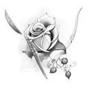 sword with a rose vine wrapped around the blade tattoo design idea