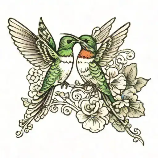 hummingbird and shamrock intertwined tattoo design idea