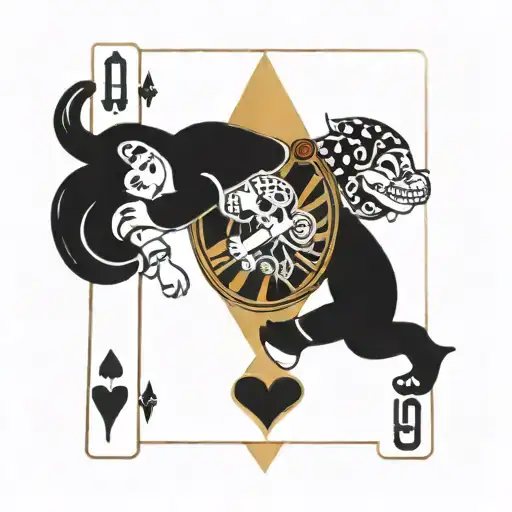 a medium-sized American traditional tattoo with the 10 of ace playing card and something U.S. Army themed along with som tattoo design idea