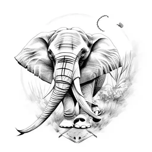 elephant skull  tattoo design idea