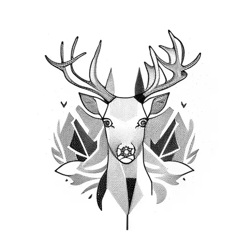 A laptop with a deer silhouette on the screen tattoo design idea