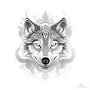 An intricate mechanical wolf surrounded by coffee beans tattoo design idea