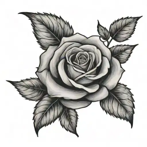 Rose with forever and always as the stem black small  tattoo design idea