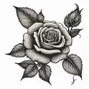 Rose with forever and always as the stem black small  tattoo design idea