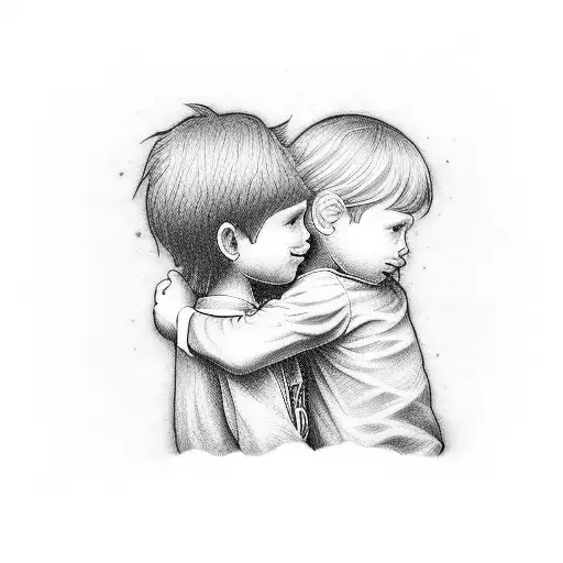 a little boy hugging jesus tattoo design idea
