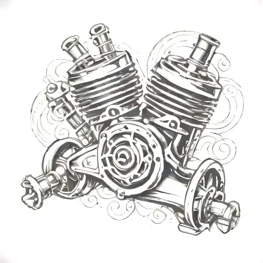 turbo, piston rods tattoo design idea