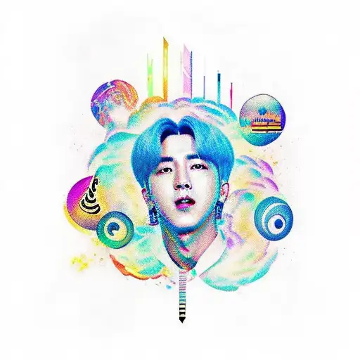 BTS lyrics incorporated into a music-themed tattoo tattoo design idea