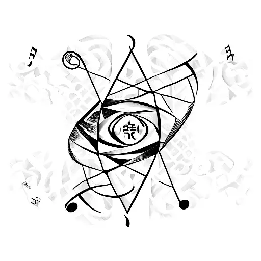 A minimalist tattoo of the BTS logo combined with musical notes tattoo design idea