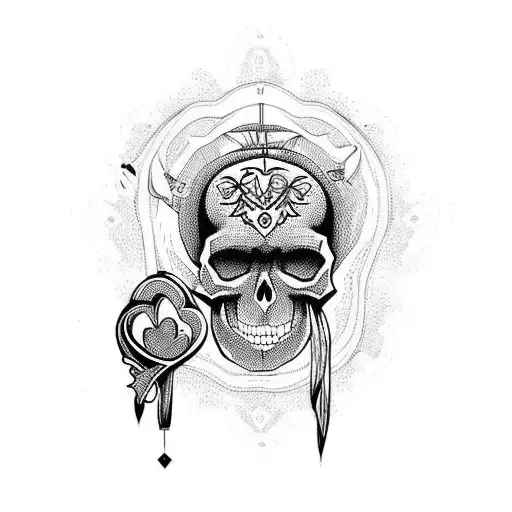 skull and heart with body and soul tattoo design idea