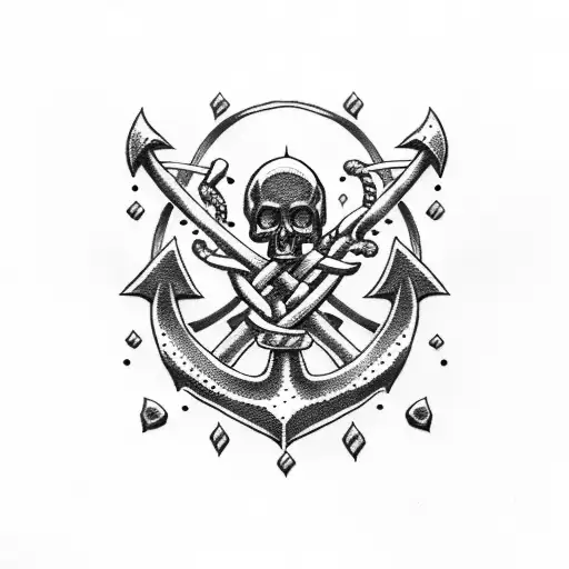 anchor and skulls tattoo design idea