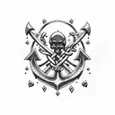 anchor and skulls tattoo design idea
