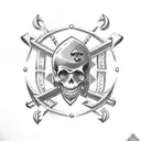 anchor and skulls tattoo design idea