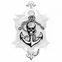anchor and skulls tattoo design idea