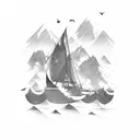 sea, mountain, travel, backpacking, digital nomad, freedom, bird tattoo design idea