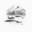 sea, mountain, travel, backpacking, digital nomad, freedom, bird tattoo design idea