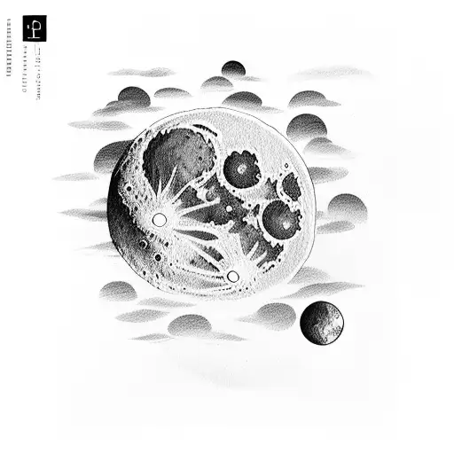 moon with clouds and a date 17.04.19 tattoo design idea