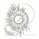 sun and moon skyrim flowers and baltic dymbols  tattoo design idea