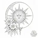 sun and moon skyrim flowers and baltic dymbols  tattoo design idea