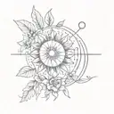 sun and moon skyrim flowers and baltic dymbols  tattoo design idea