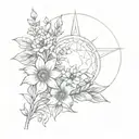 sun and moon skyrim flowers and baltic dymbols  tattoo design idea