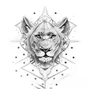 Flecha de arco con leon tattoo design idea