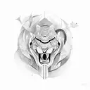 Flecha de arco con leon tattoo design idea