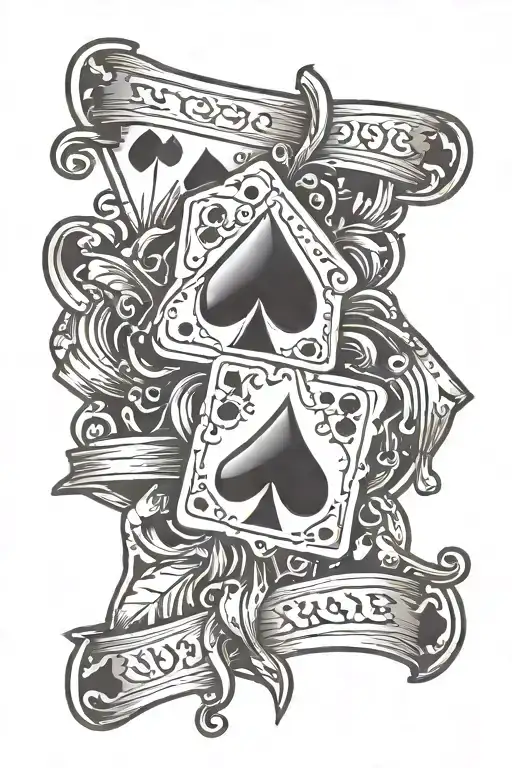 dice, spade card tattoo design idea