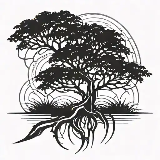 acacia tree tattoo design idea