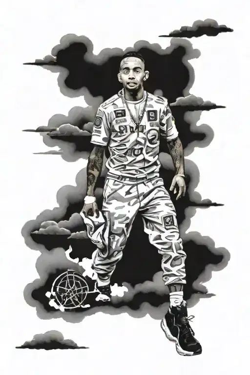 sky with cloud like Lewis Hamilton tattoo design idea