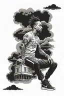 sky with cloud like Lewis Hamilton tattoo design idea
