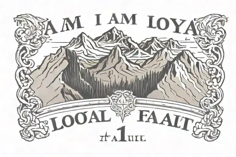 quote "I am loyal to a fault" with mountain range below it  tattoo design idea