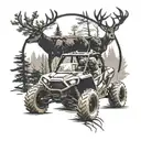 Combine a Polaris RZR with a deer silhouette in a dynamic action pose tattoo design idea
