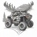 Combine a Polaris RZR with a deer silhouette in a dynamic action pose tattoo design idea