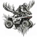 Combine a Polaris RZR with a deer silhouette in a dynamic action pose tattoo design idea