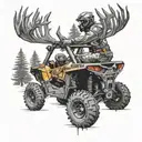 Combine a Polaris RZR with a deer silhouette in a dynamic action pose tattoo design idea