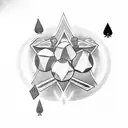 A realistic depiction of a 7 of diamonds and 2 of spades made entirely of black and grey shading tattoo design idea