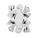 A realistic depiction of a 7 of diamonds and 2 of spades made entirely of black and grey shading tattoo design idea