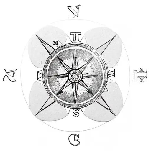 Cross with pocket compass and the number 40 tattoo design idea