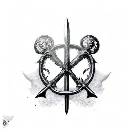 3 foil swords in the style of 3 musketeers with the handles tattoo design idea