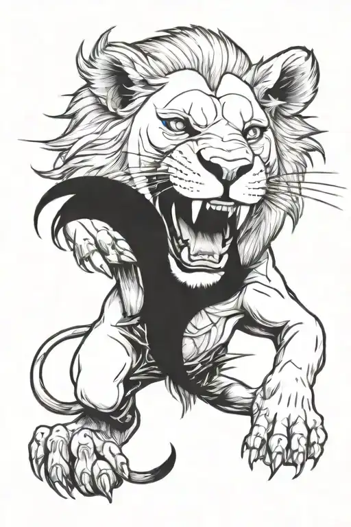 Lion eating a stomach tattoo tattoo design idea