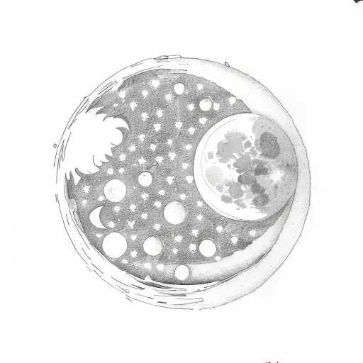 moon phases with flowers around  tattoo design idea