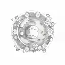 moon phases with flowers around  tattoo design idea