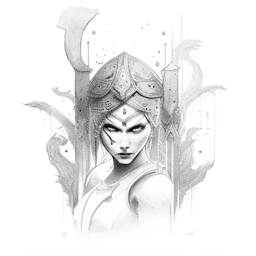 woman warrior  tattoo design idea