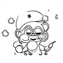 A monkey holding honey and a moon the background tattoo design idea