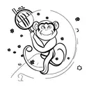 A monkey holding honey and a moon the background tattoo design idea
