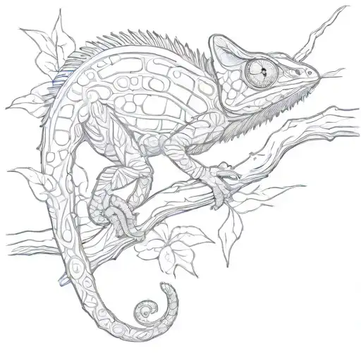  Chameleon walking on a branch representing tattoo design idea
