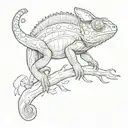 Chameleon walking on a branch representing tattoo design idea